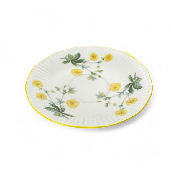 Vintage Teacup Saucer Queens Rosina Fine Bone China Ribbed Footed Yellow Flowers - Picture 5 of 11